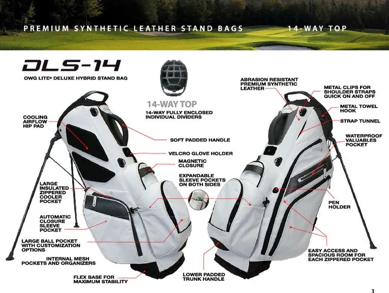 1WithGolf DLS Premium Synthetic Leather 14 way Stand bag