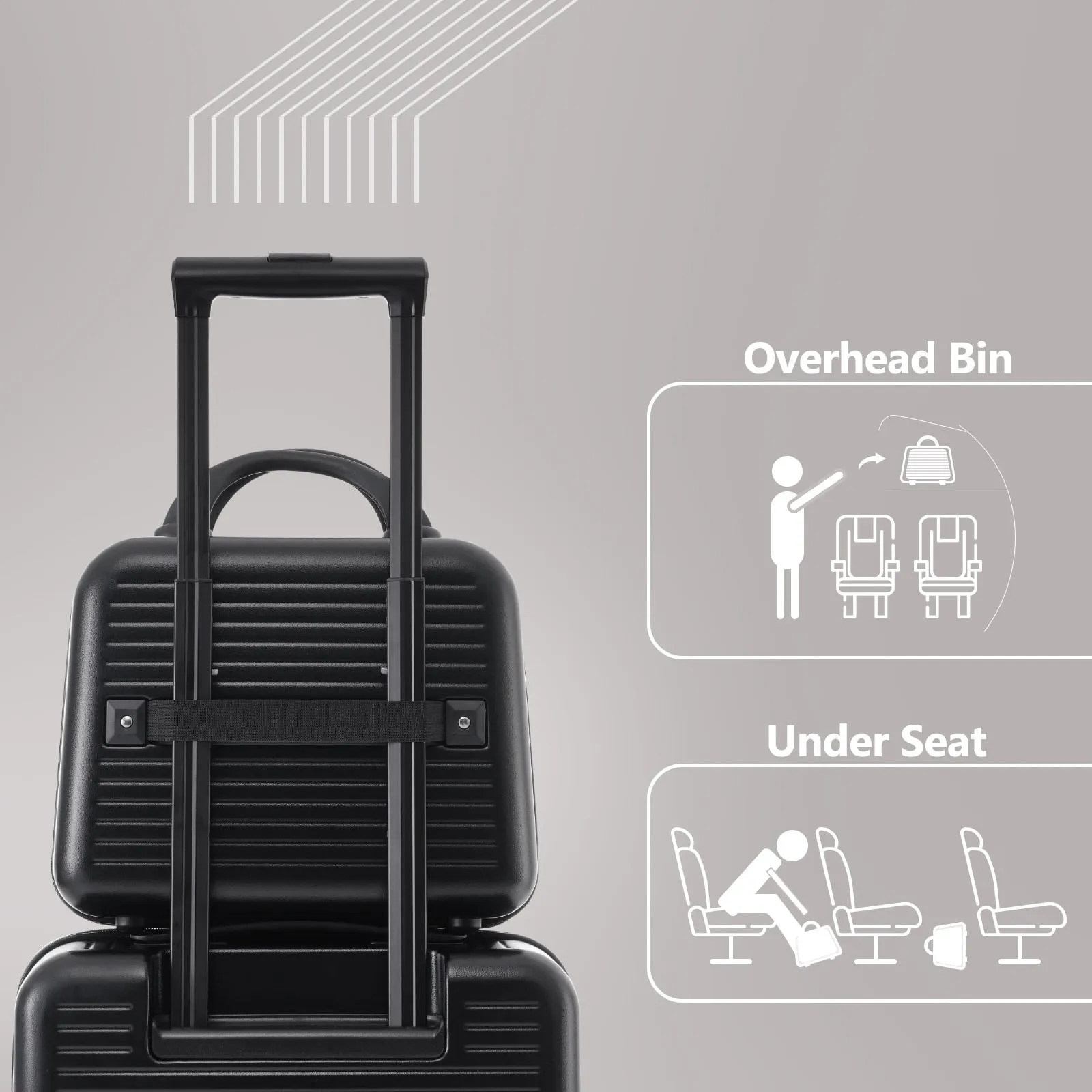 2 Pcs Carry-on Luggage Set, 20" Front Loading Suitcase USB Port TSA Lock, with Underseat Case