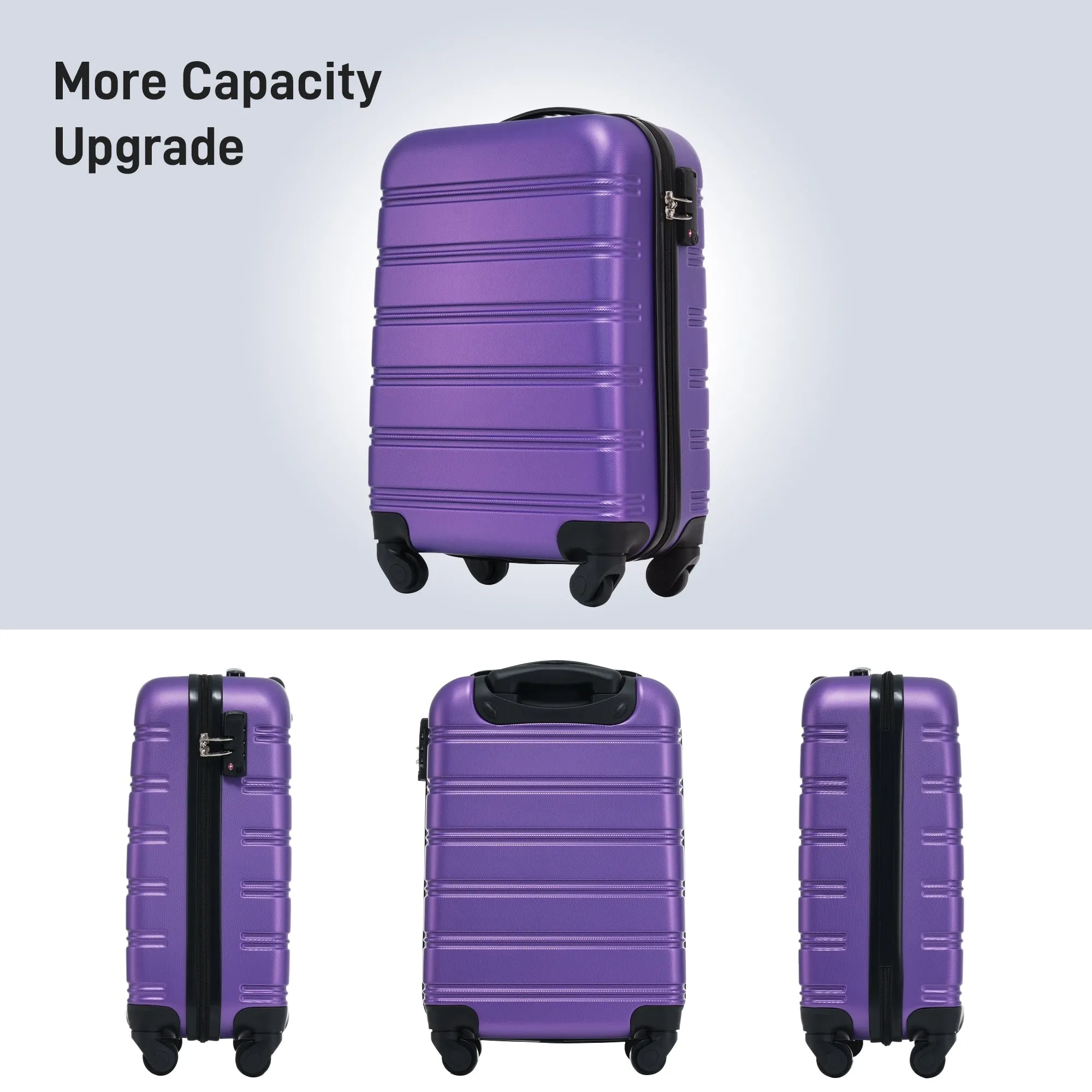 2 Pcs Hardshell Luggage Sets 20" Lightweight Carry On Spinner Suitcase with TSA Lock   Weekender Bag