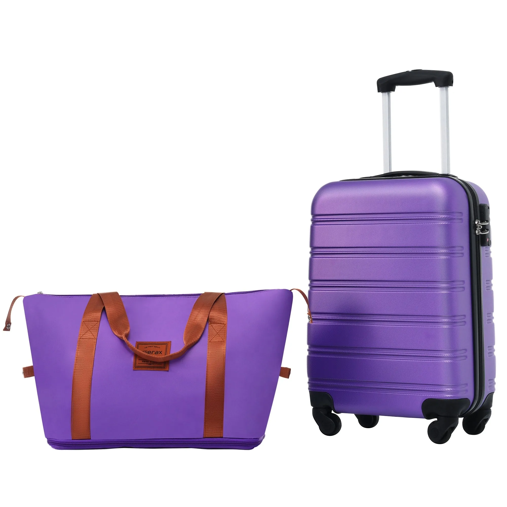 2 Pcs Hardshell Luggage Sets 20" Lightweight Carry On Spinner Suitcase with TSA Lock   Weekender Bag