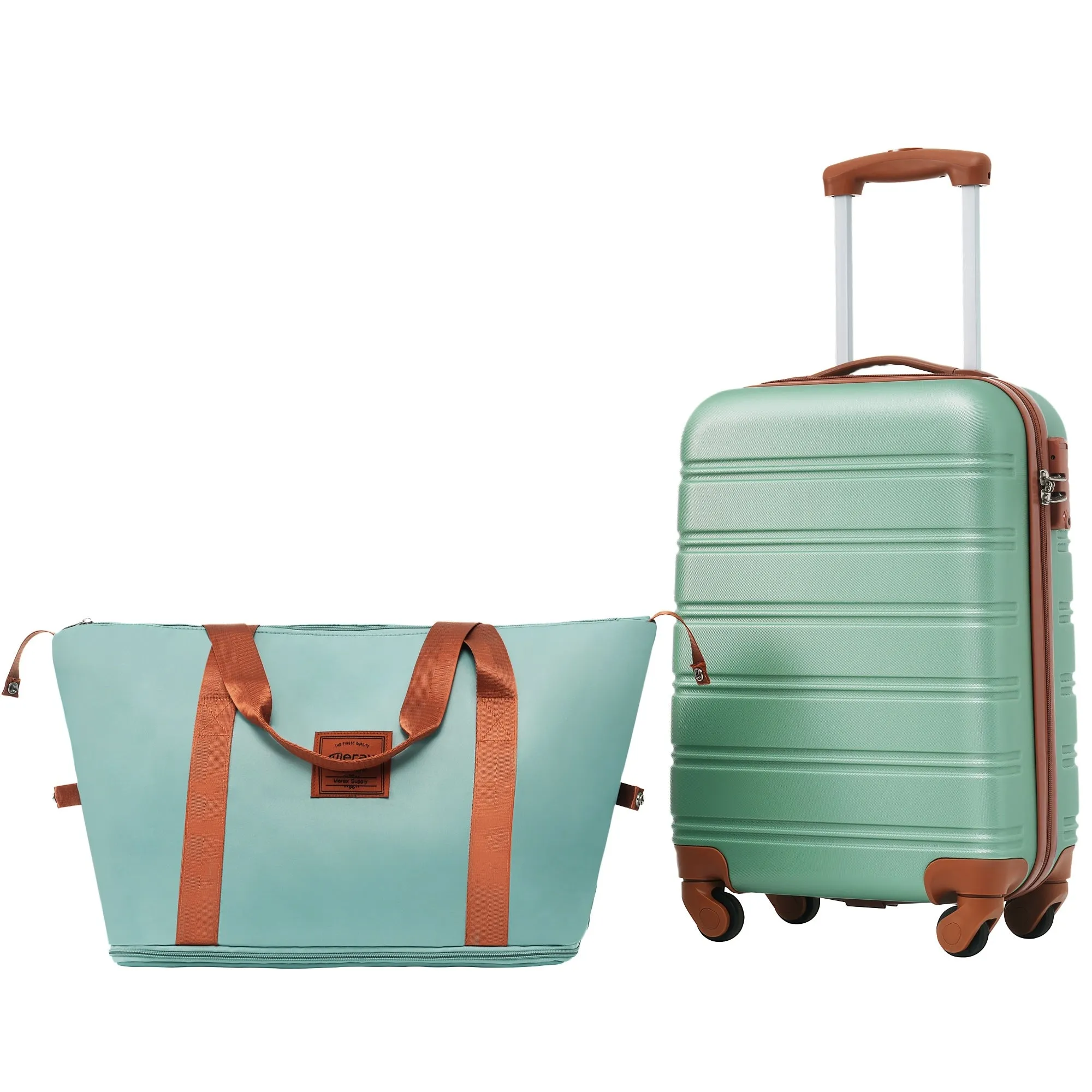 2 Pcs Hardshell Luggage Sets 20" Lightweight Carry On Spinner Suitcase with TSA Lock   Weekender Bag