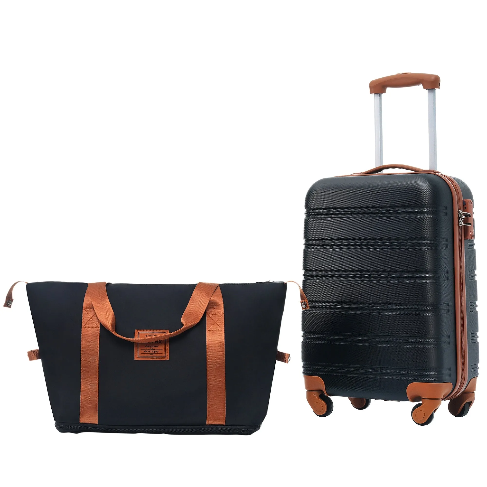 2 Pcs Hardshell Luggage Sets 20" Lightweight Carry On Spinner Suitcase with TSA Lock   Weekender Bag