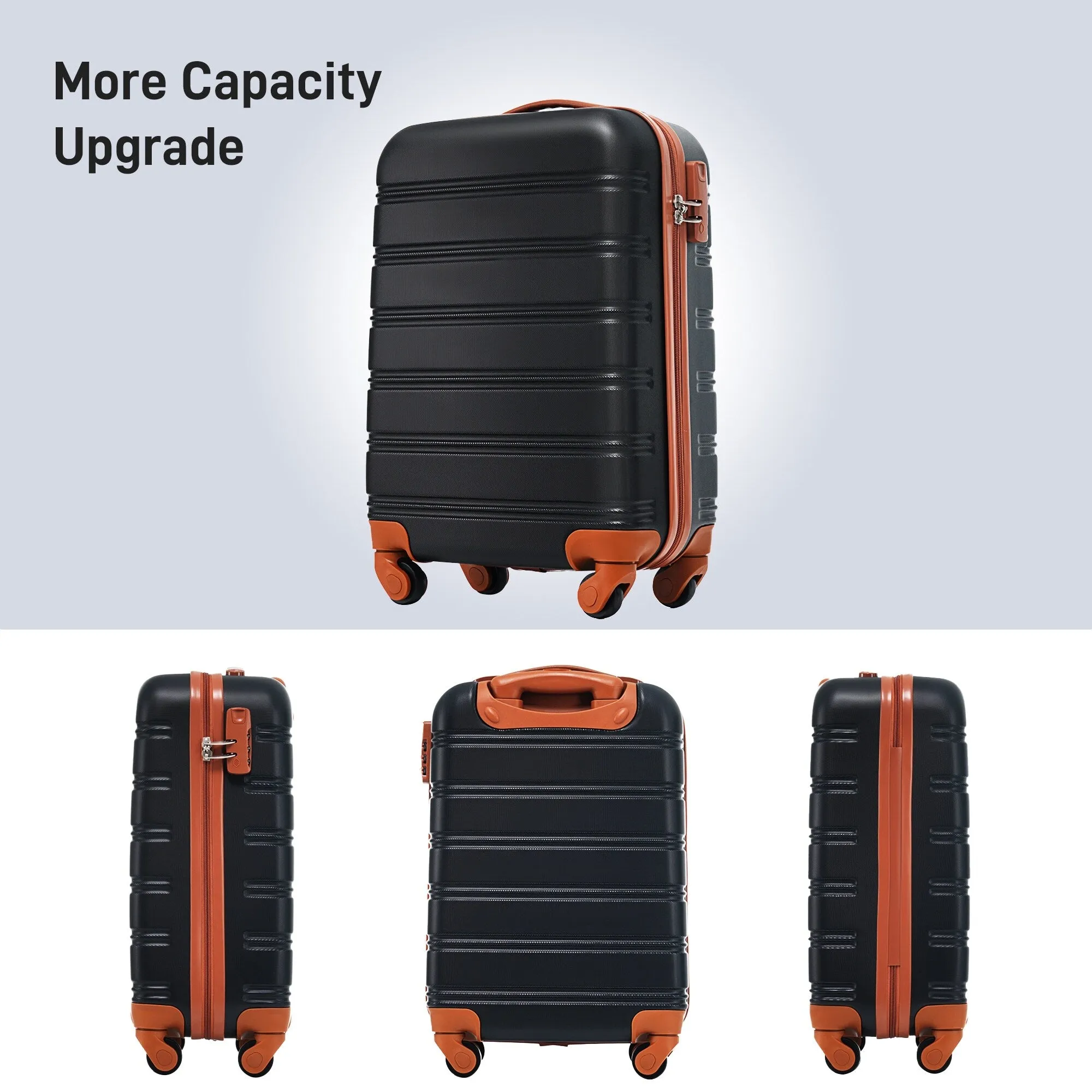 2 Pcs Hardshell Luggage Sets 20" Lightweight Carry On Spinner Suitcase with TSA Lock   Weekender Bag