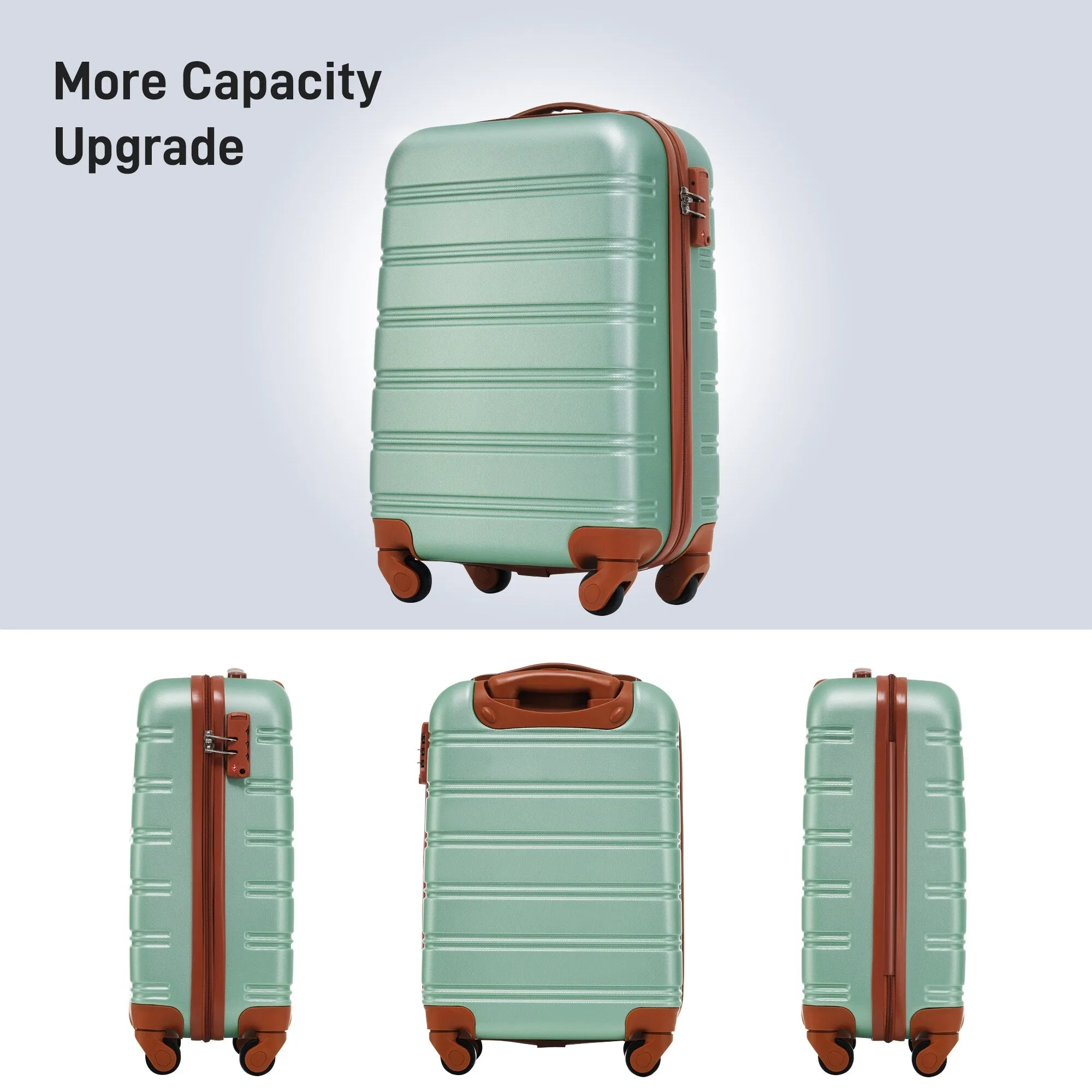 2 Pcs Hardshell Luggage Sets 20" Lightweight Carry On Spinner Suitcase with TSA Lock   Weekender Bag