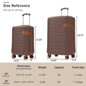 2-Piece Hardshell Luggage Set with 8 Packing Cube Set & TSA Lock, Lightweight Suitcases with Spinner Wheels