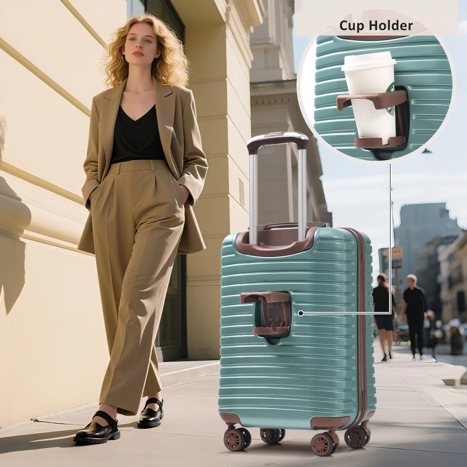 2-Piece Hardshell Luggage Set with 8 Packing Cube Set & TSA Lock, Lightweight Suitcases with Spinner Wheels