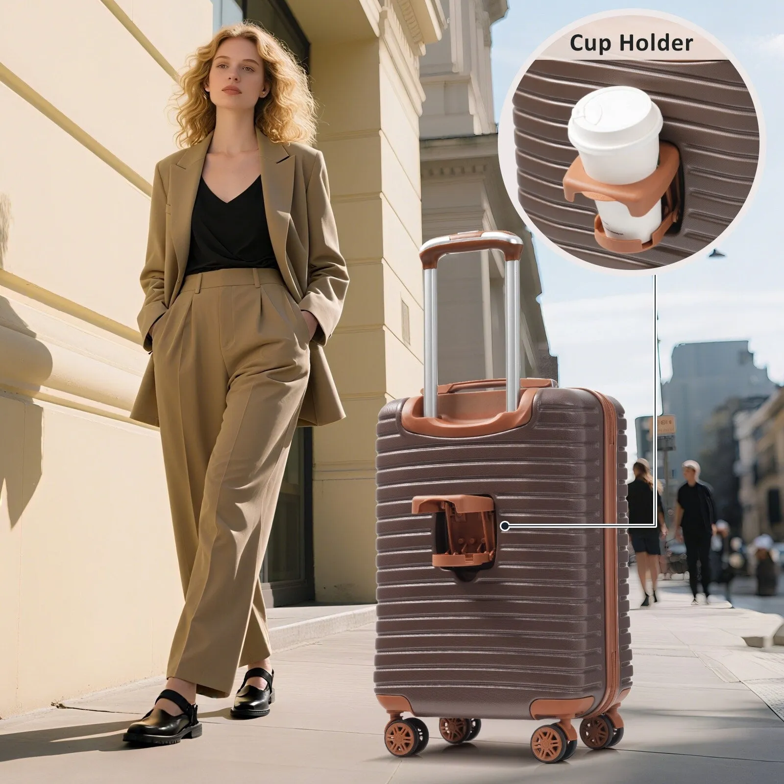 2-Piece Hardshell Luggage Set with 8 Packing Cube Set & TSA Lock, Lightweight Suitcases with Spinner Wheels