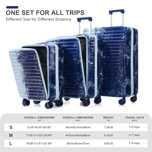 20/24/28" Luggage Set with TSA Lock and Cup Holder, Hardsided Luggage with Front Pocket and Usb Interface & Silent Spinner Wheel
