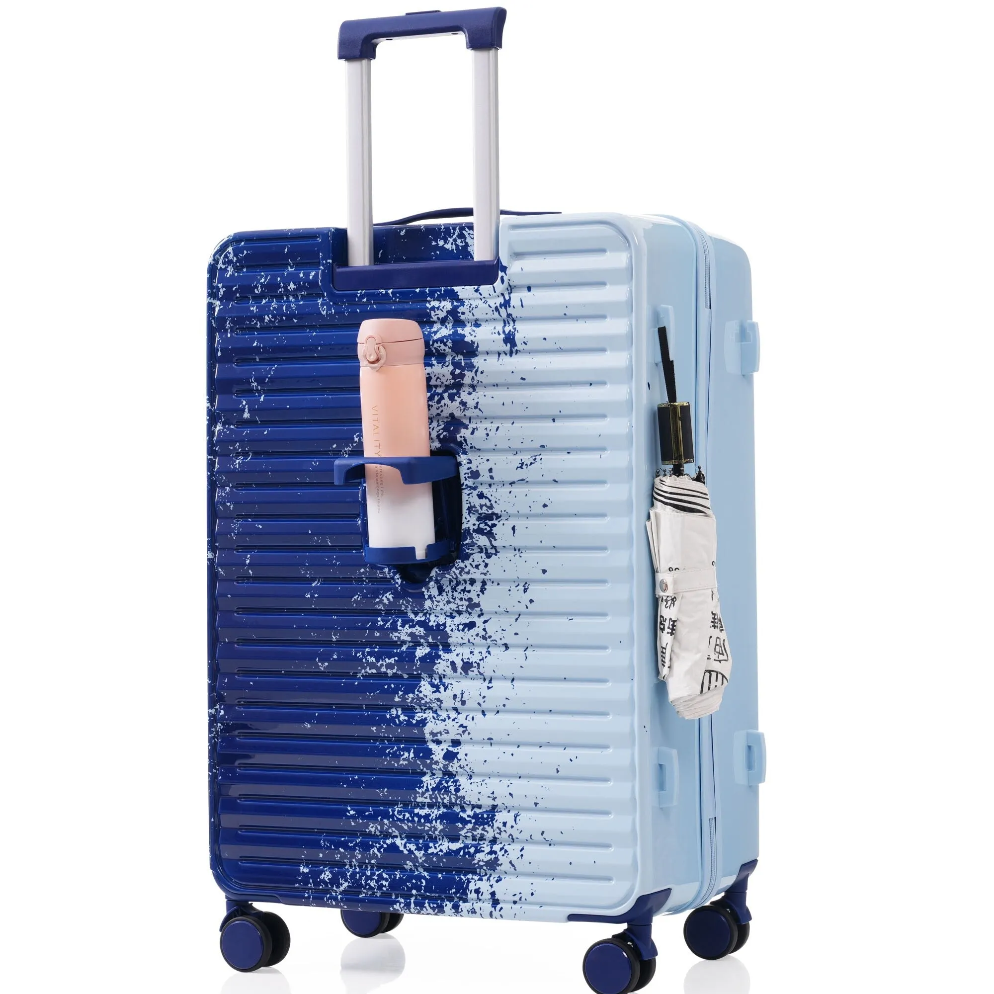20/24/28" Luggage Set with TSA Lock and Cup Holder, Hardsided Luggage with Front Pocket and Usb Interface & Silent Spinner Wheel