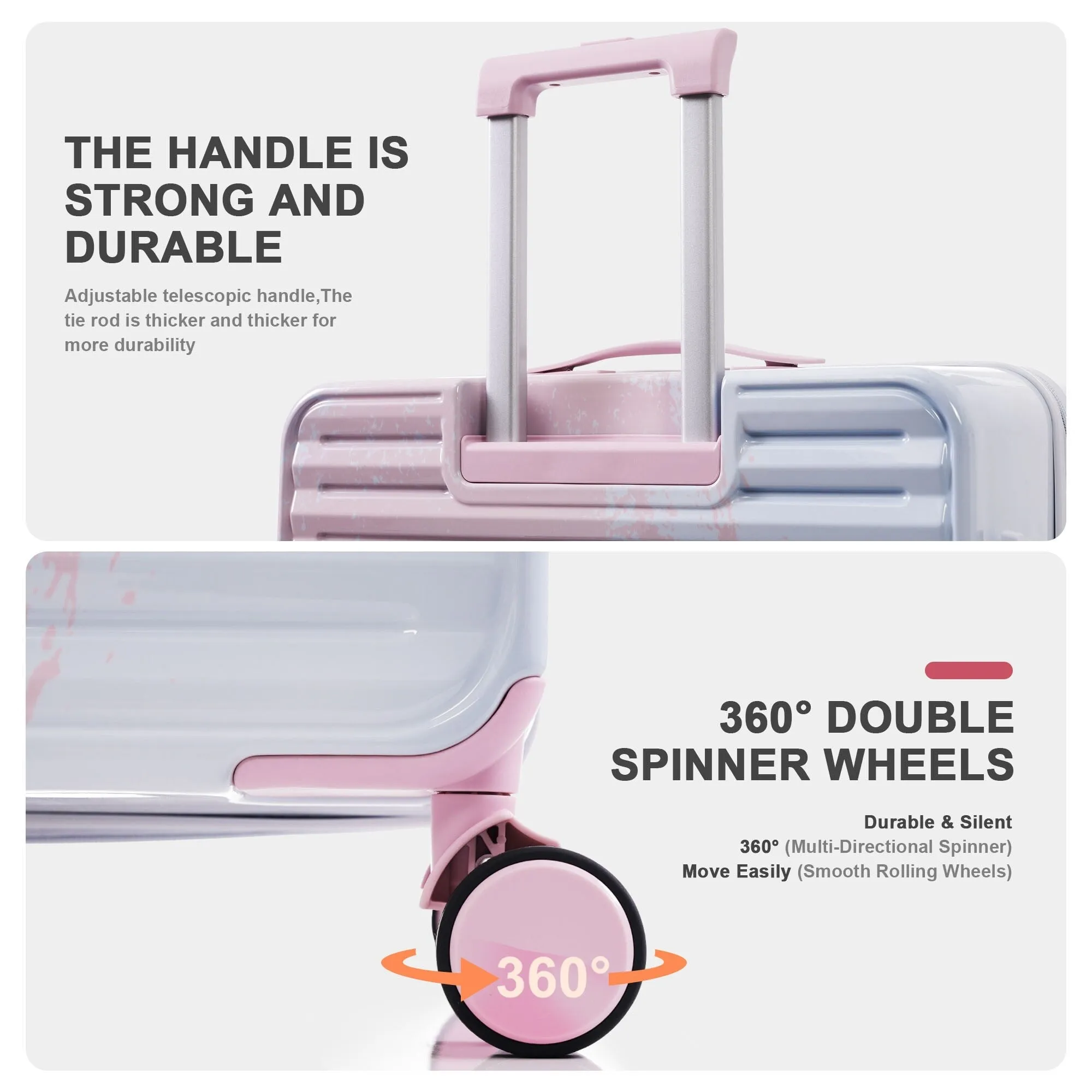 20/24/28" Luggage Set with TSA Lock and Cup Holder, Hardsided Luggage with Front Pocket and Usb Interface & Silent Spinner Wheel
