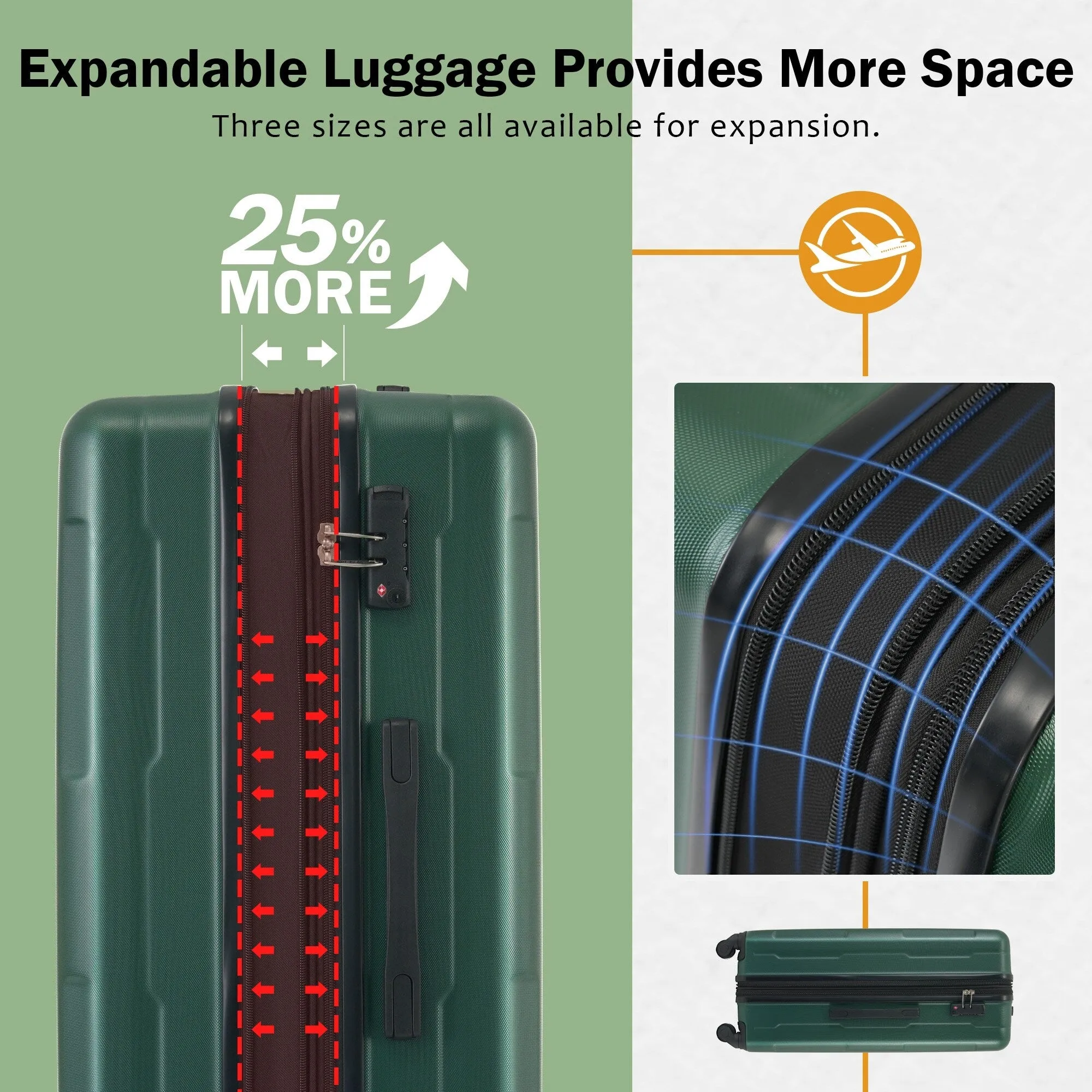 20"/24" Luggage Set with Expanable Bags and TSA Lock & Spinner Wheels