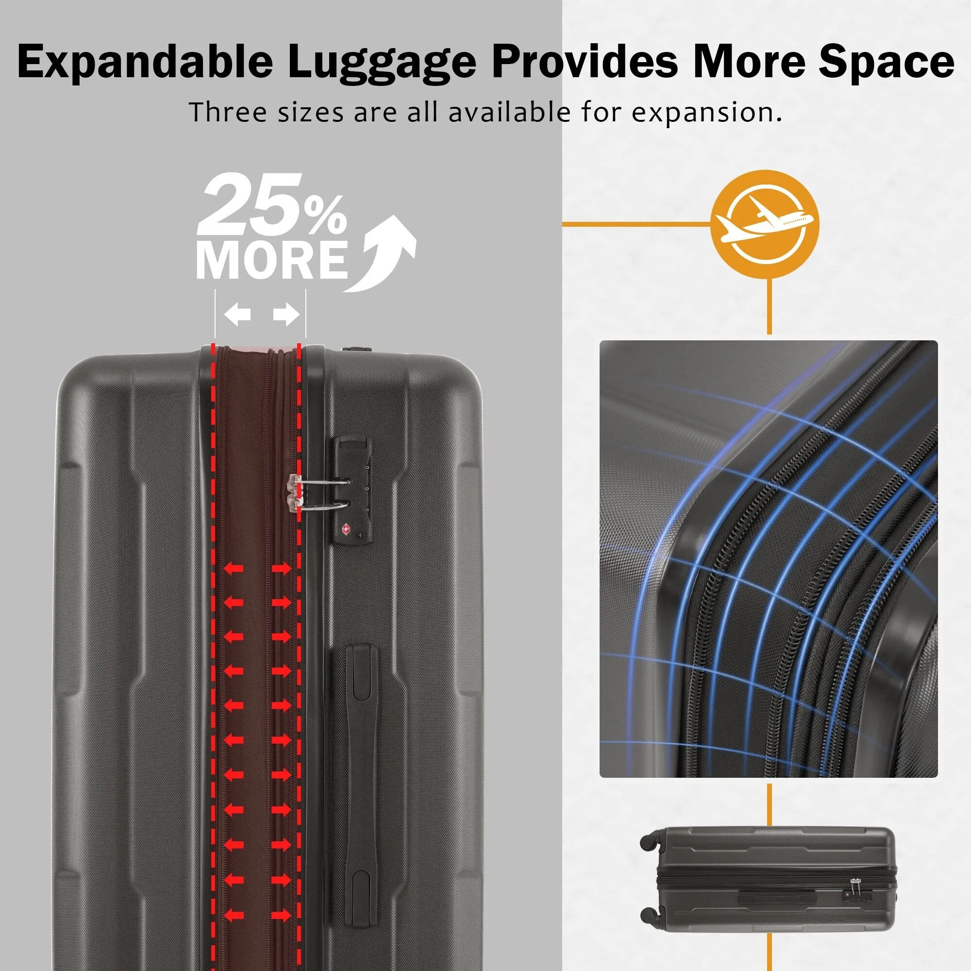 20"/24" Luggage Set with Expanable Bags and TSA Lock & Spinner Wheels