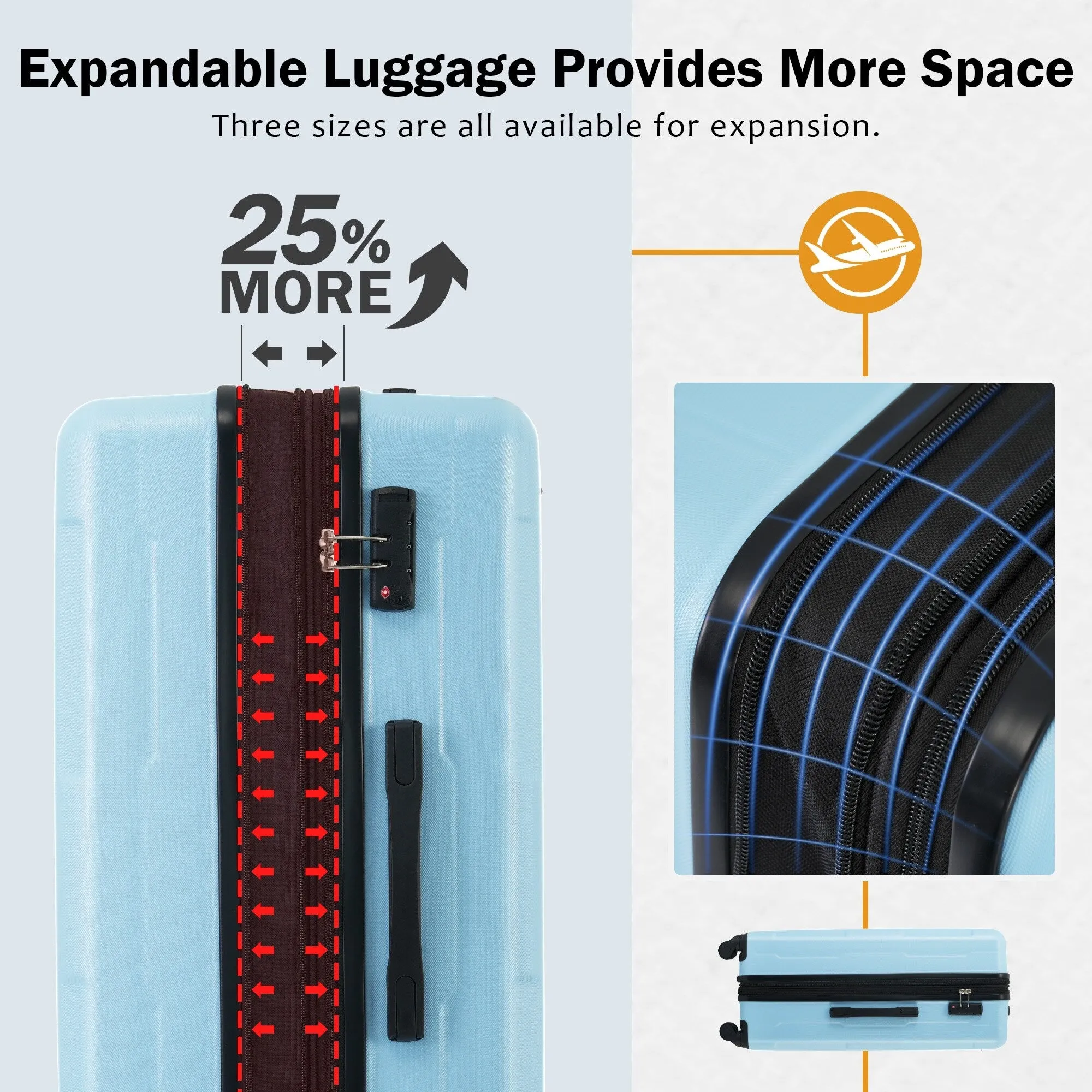 20"/24" Luggage Set with Expanable Bags and TSA Lock & Spinner Wheels