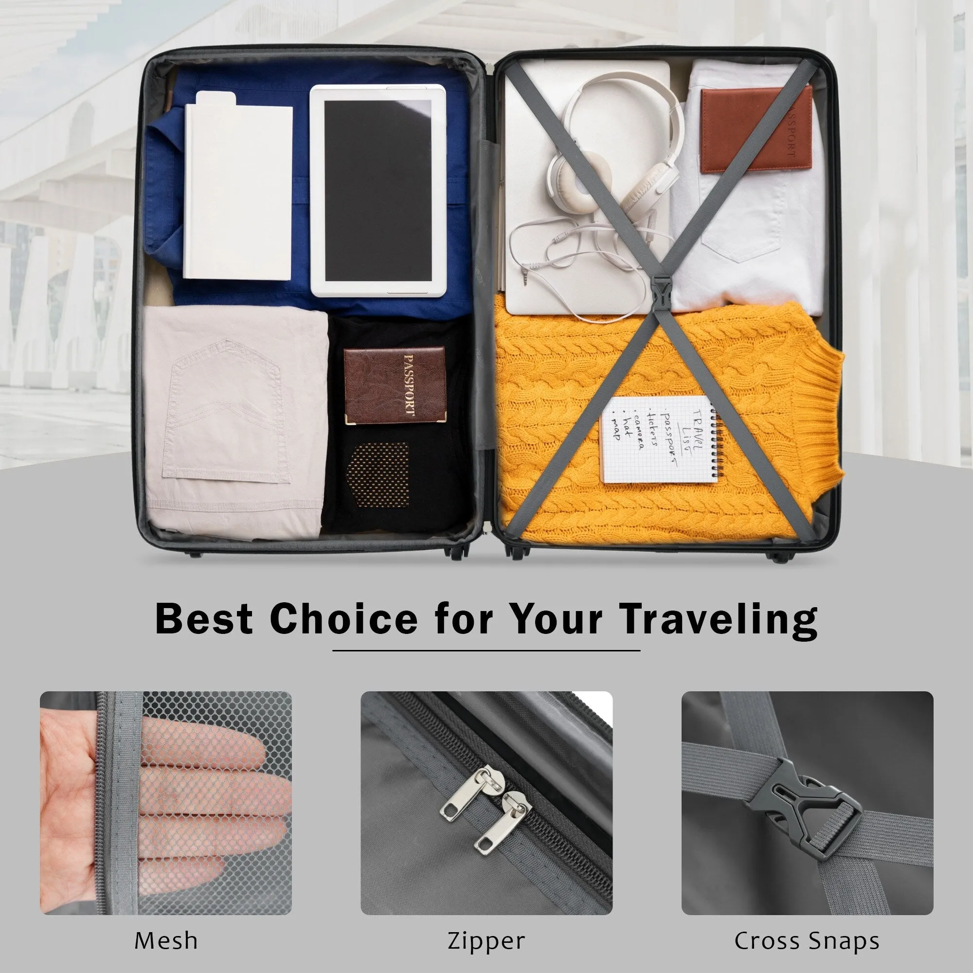 20"/24" Luggage Set with Expanable Bags and TSA Lock & Spinner Wheels