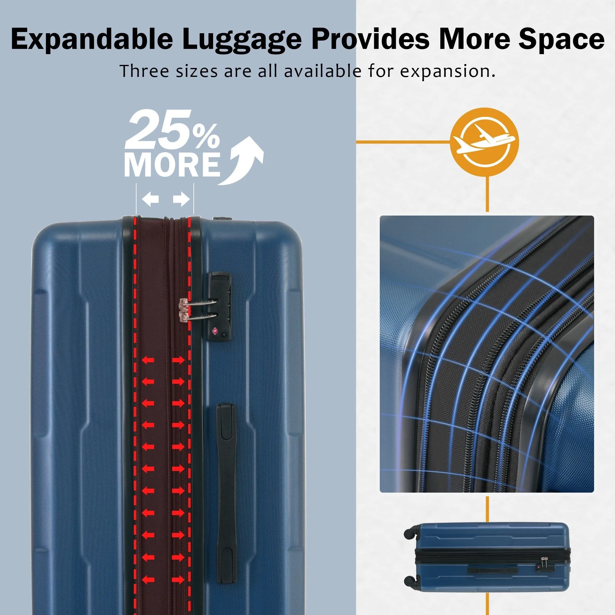 20"/24" Luggage Set with Expanable Bags and TSA Lock & Spinner Wheels