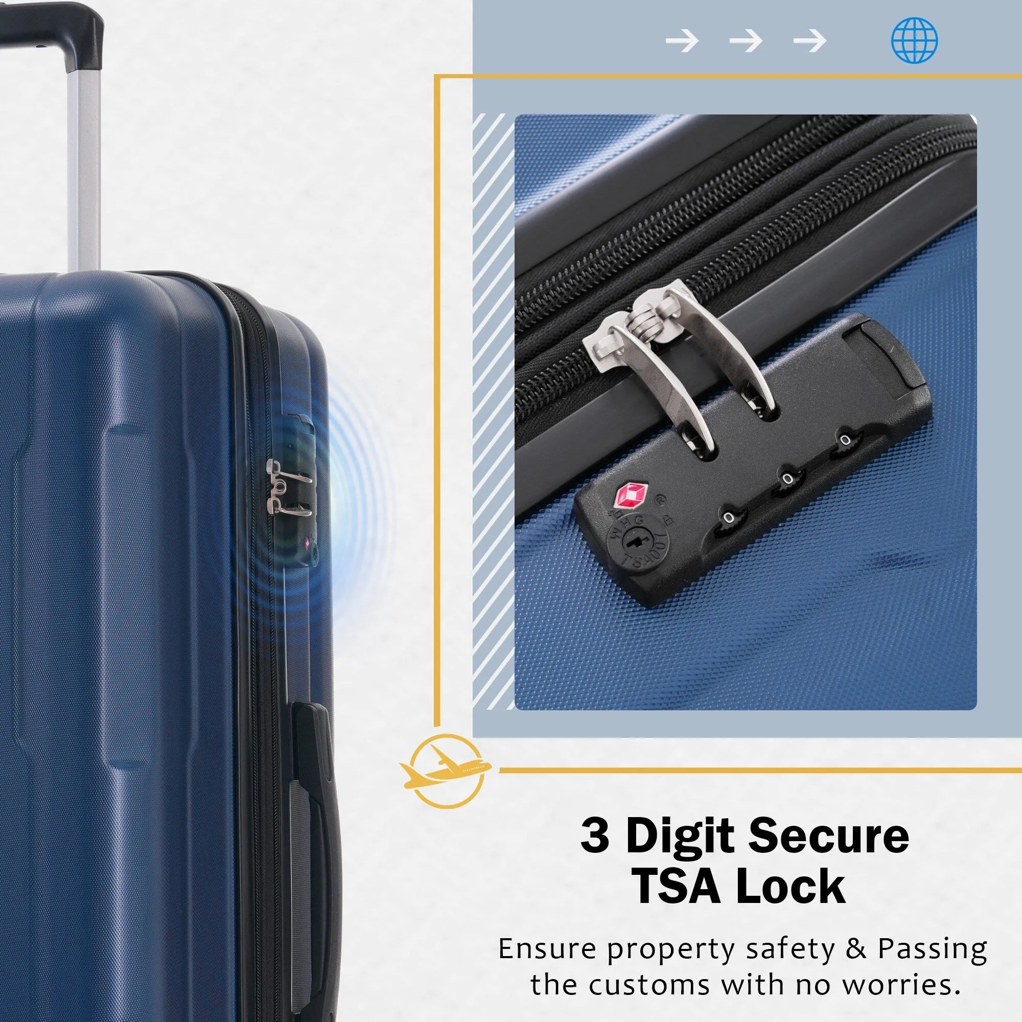 20"/24" Luggage Set with Expanable Bags and TSA Lock & Spinner Wheels
