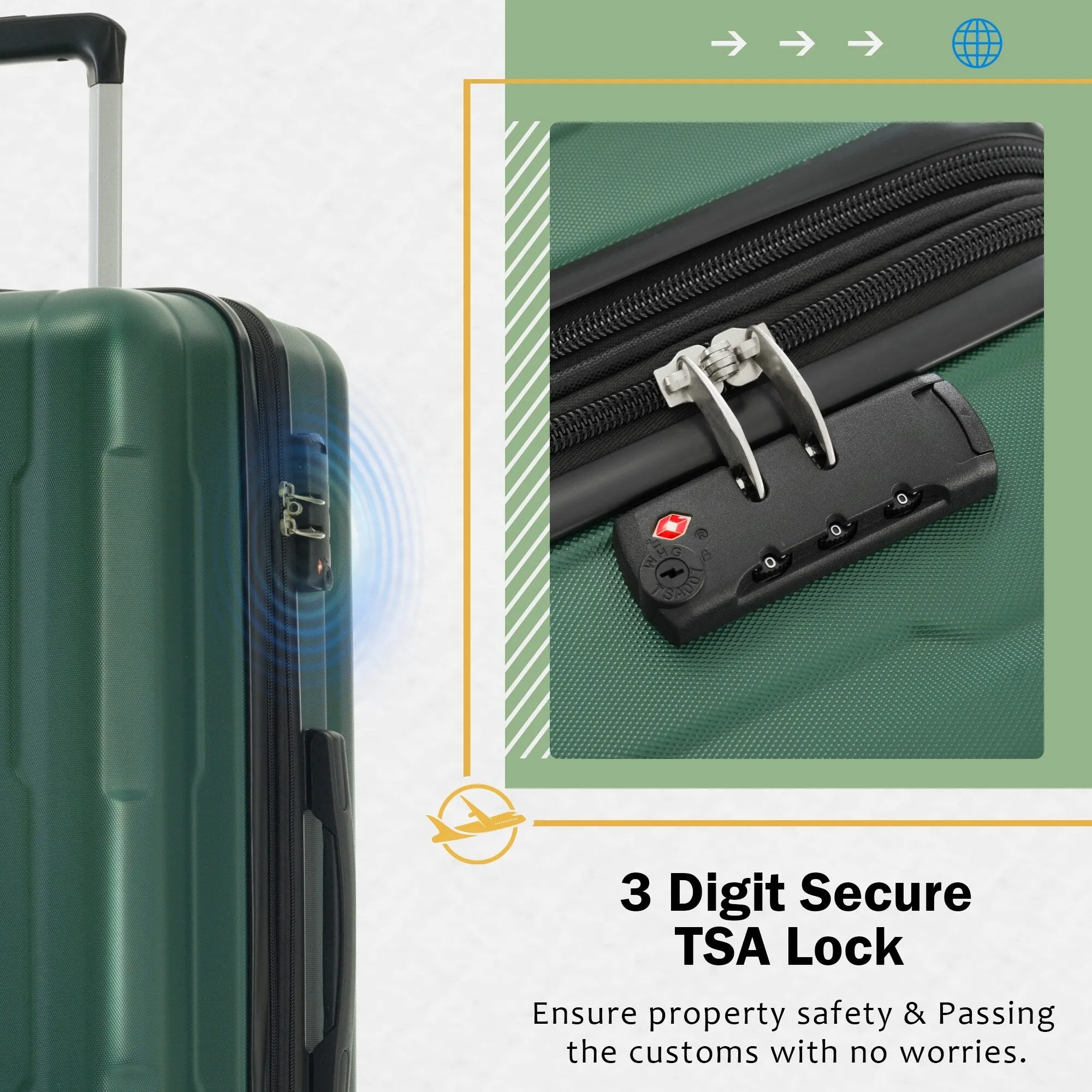 20"/24" Luggage Set with Expanable Bags and TSA Lock & Spinner Wheels