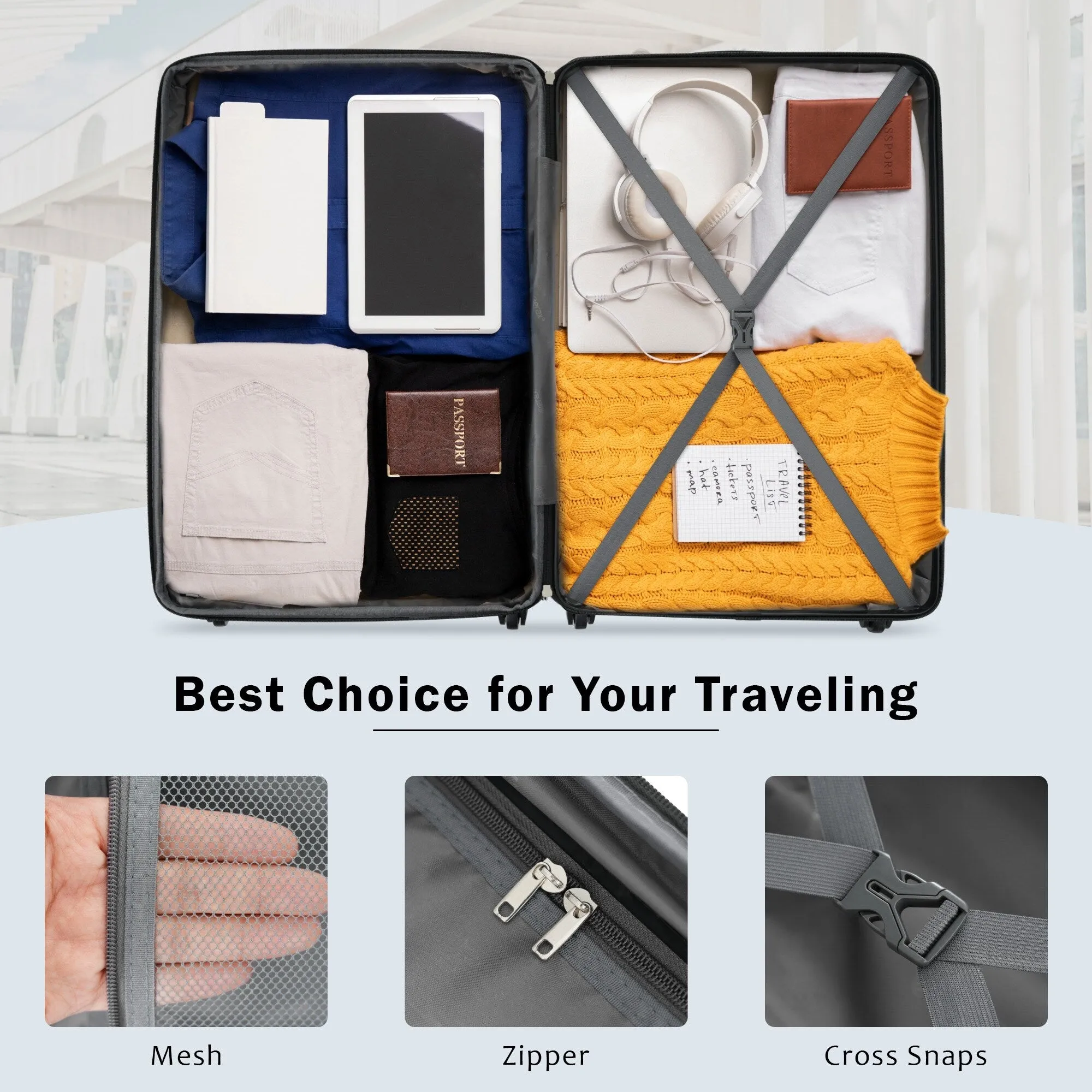 20"/24" Luggage Set with Expanable Bags and TSA Lock & Spinner Wheels