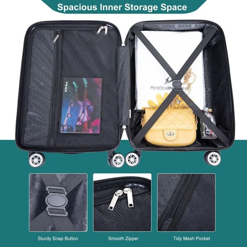 2Piece ABS Lightweight Suitcase Luggage Sets with Spinner Wheels,20"/14"