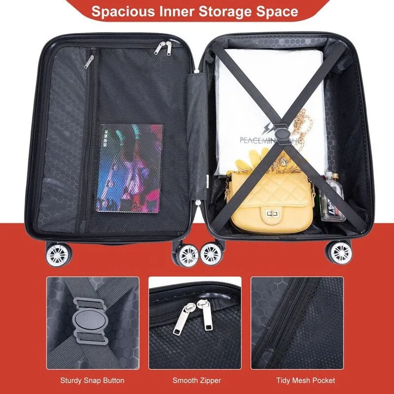 2Piece ABS Lightweight Suitcase Luggage Sets with Spinner Wheels,20"/14"