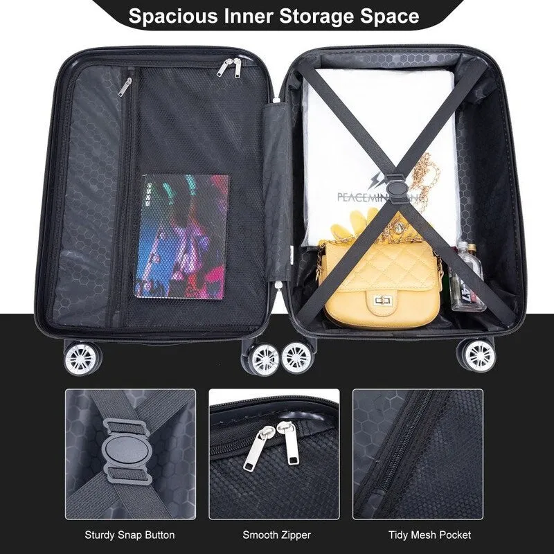 2Piece ABS Lightweight Suitcase Luggage Sets with Spinner Wheels,20"/14"