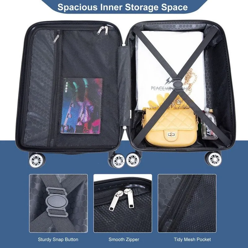 2Piece ABS Lightweight Suitcase Luggage Sets with Spinner Wheels,20"/14"