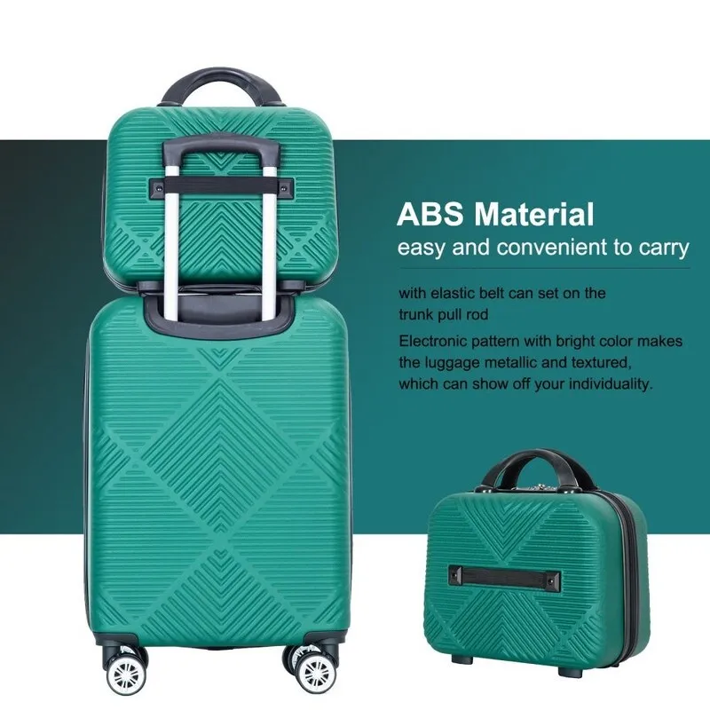 2Piece ABS Lightweight Suitcase Luggage Sets with Spinner Wheels,20"/14"