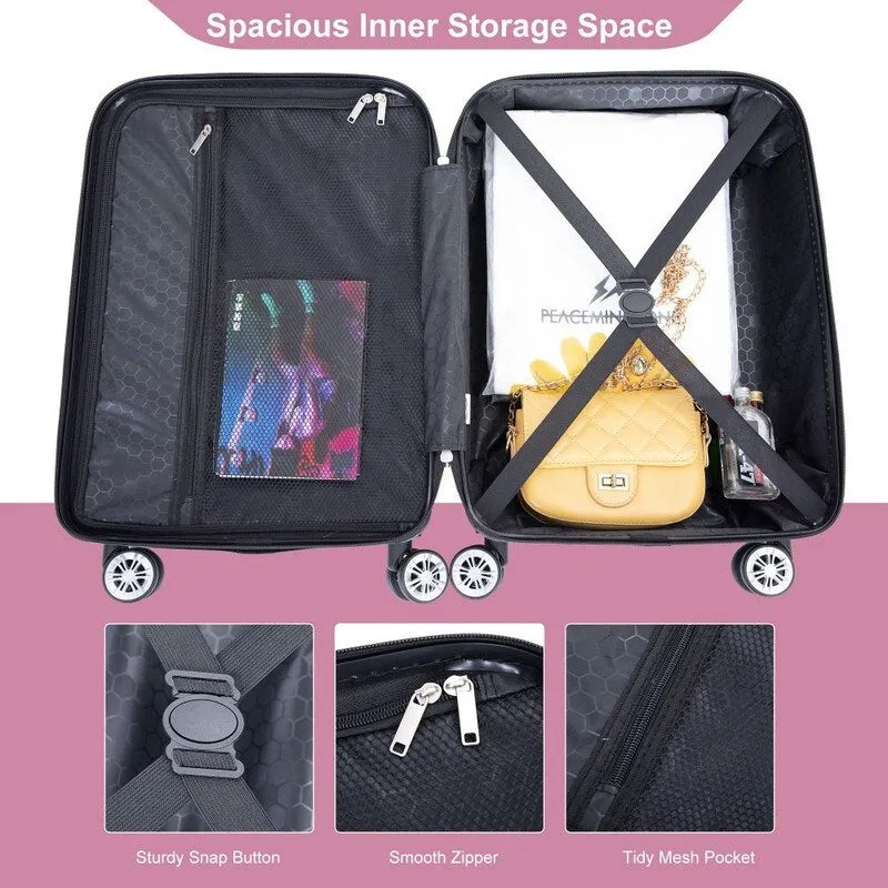 2Piece ABS Lightweight Suitcase Luggage Sets with Spinner Wheels,20"/14"
