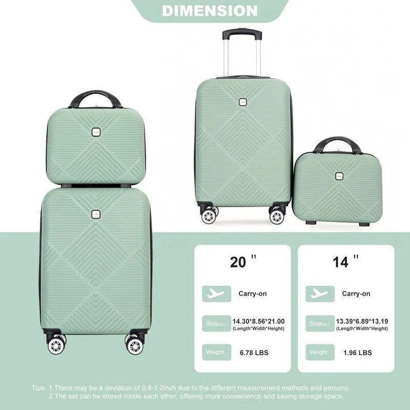 2Piece ABS Lightweight Suitcase Luggage Sets with Spinner Wheels,20"/14"