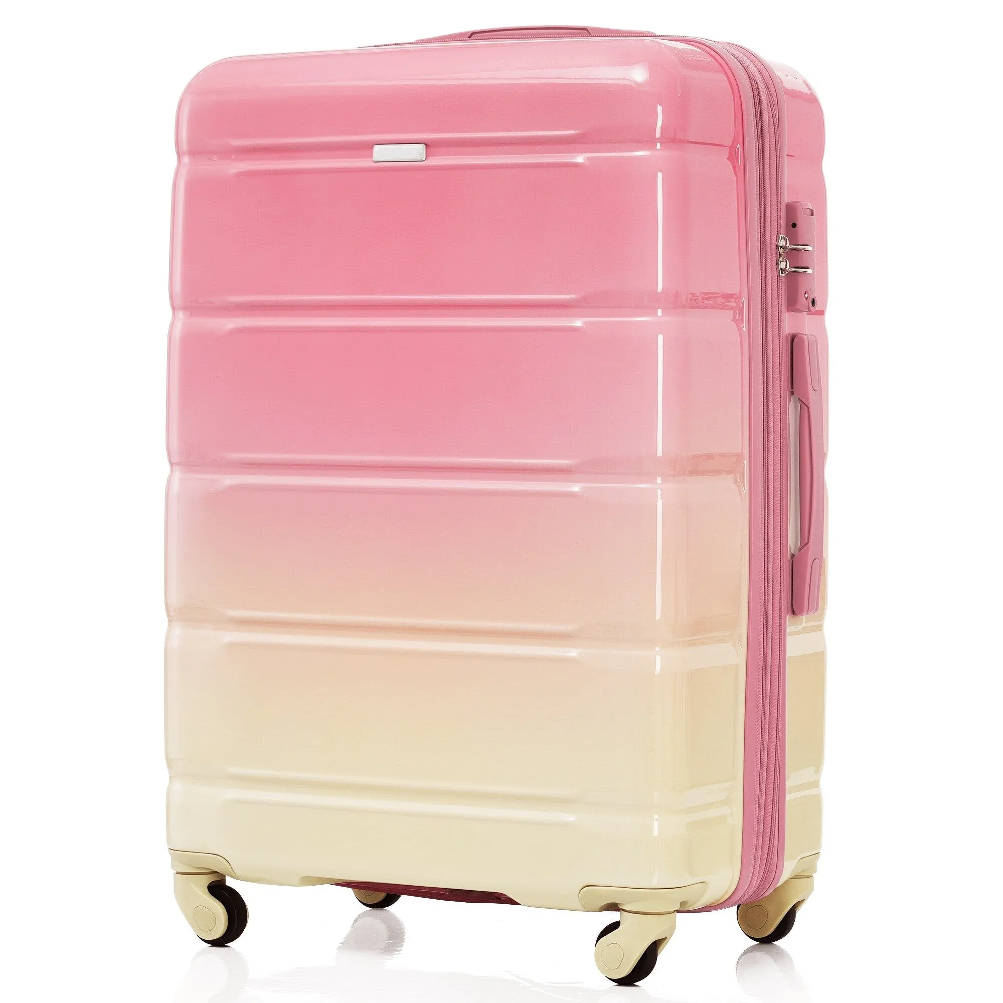 3 Pcs Luggage Set, 20-inch with USB Port & Cup Holder, ABS Hard Shell Luggage with Spinner Wheels 20''24''28''