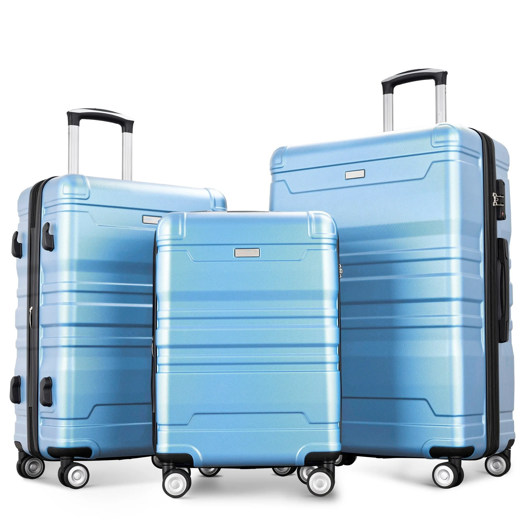 3 Pcs Luggage Set, Expandable ABS Hardshell Suitcases Spinner Wheels with TSA Lock 20''24''28''