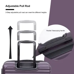 3 Piece ABS Lightweight Suitcase Luggage Sets with Two Hooks,TSA Lock