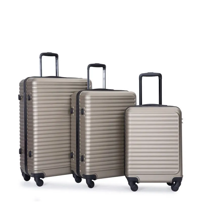 3 Piece ABS Lightweight Suitcase Luggage Sets with Two Hooks,TSA Lock