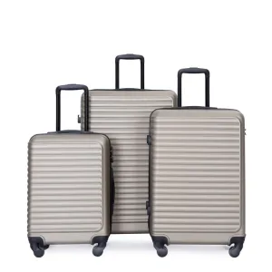 3 Piece ABS Lightweight Suitcase Luggage Sets with Two Hooks,TSA Lock