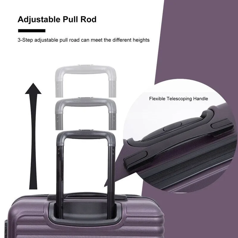 3 Piece ABS Lightweight Suitcase Luggage Sets with Two Hooks,TSA Lock
