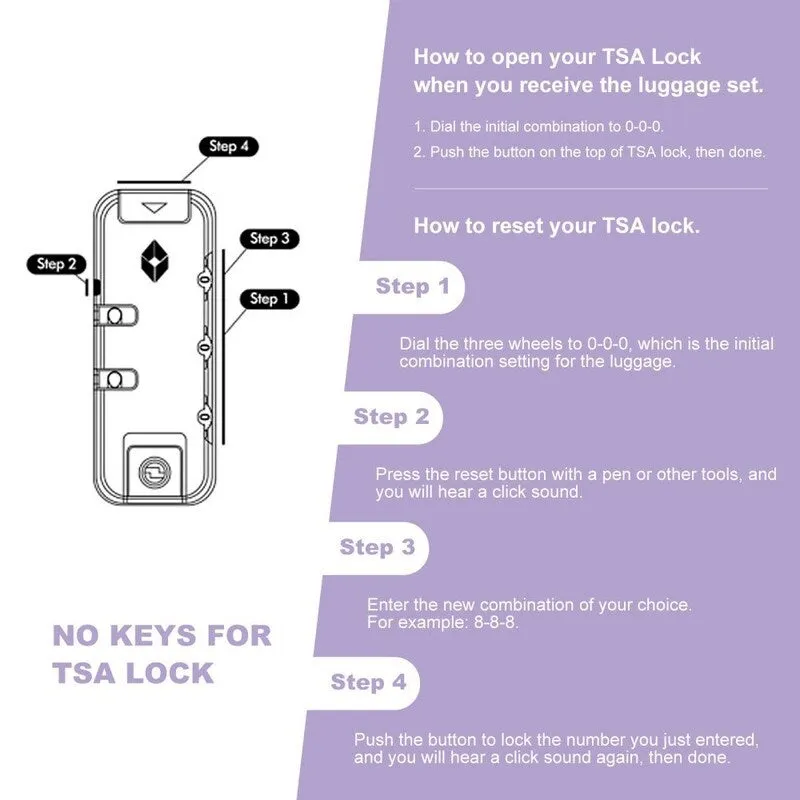 3 Piece ABS Lightweight Suitcase Luggage Sets with Two Hooks,TSA Lock