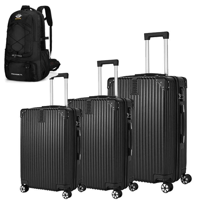 3-piece Luggage Set with Hiking Bag and Password Lock & Rollers Wheels