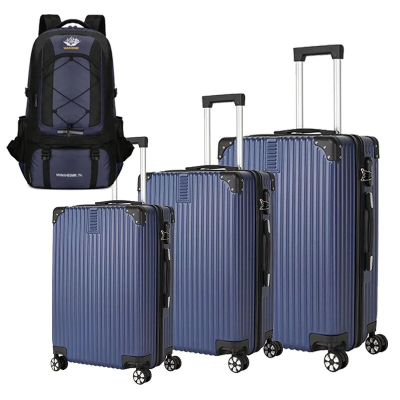 3-piece Luggage Set with Hiking Bag and Password Lock & Rollers Wheels