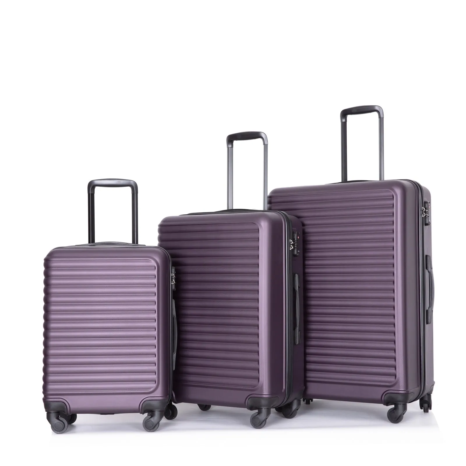 3 Piece Luggage Sets ABS Lightweight Suitcase with Two Hooks, Spinner Wheels, TSA Lock, (20/24/28)