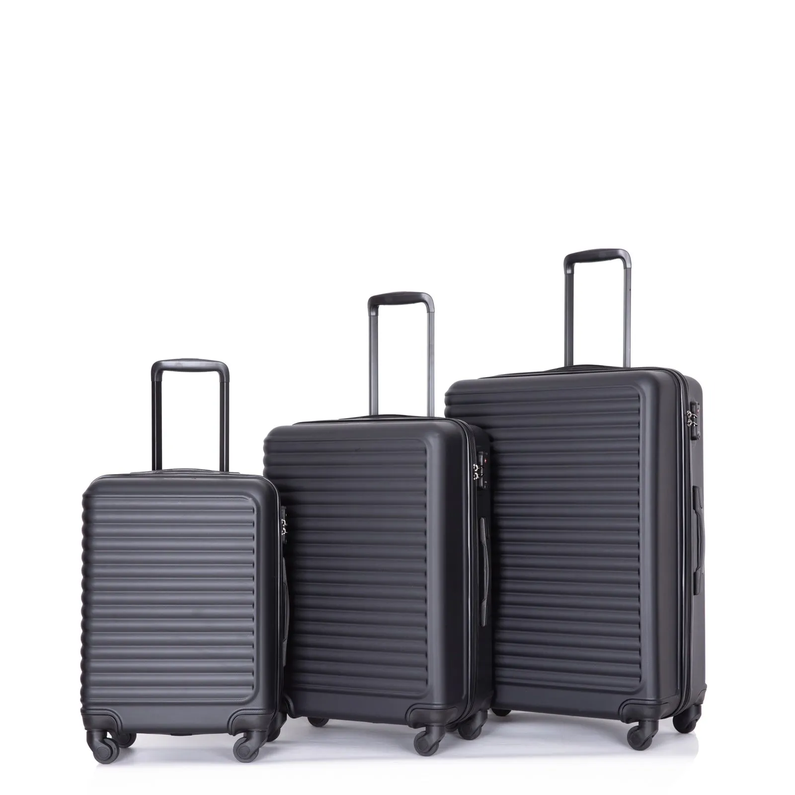 3 Piece Luggage Sets ABS Lightweight Suitcase with Two Hooks, Spinner Wheels, TSA Lock, (20/24/28)