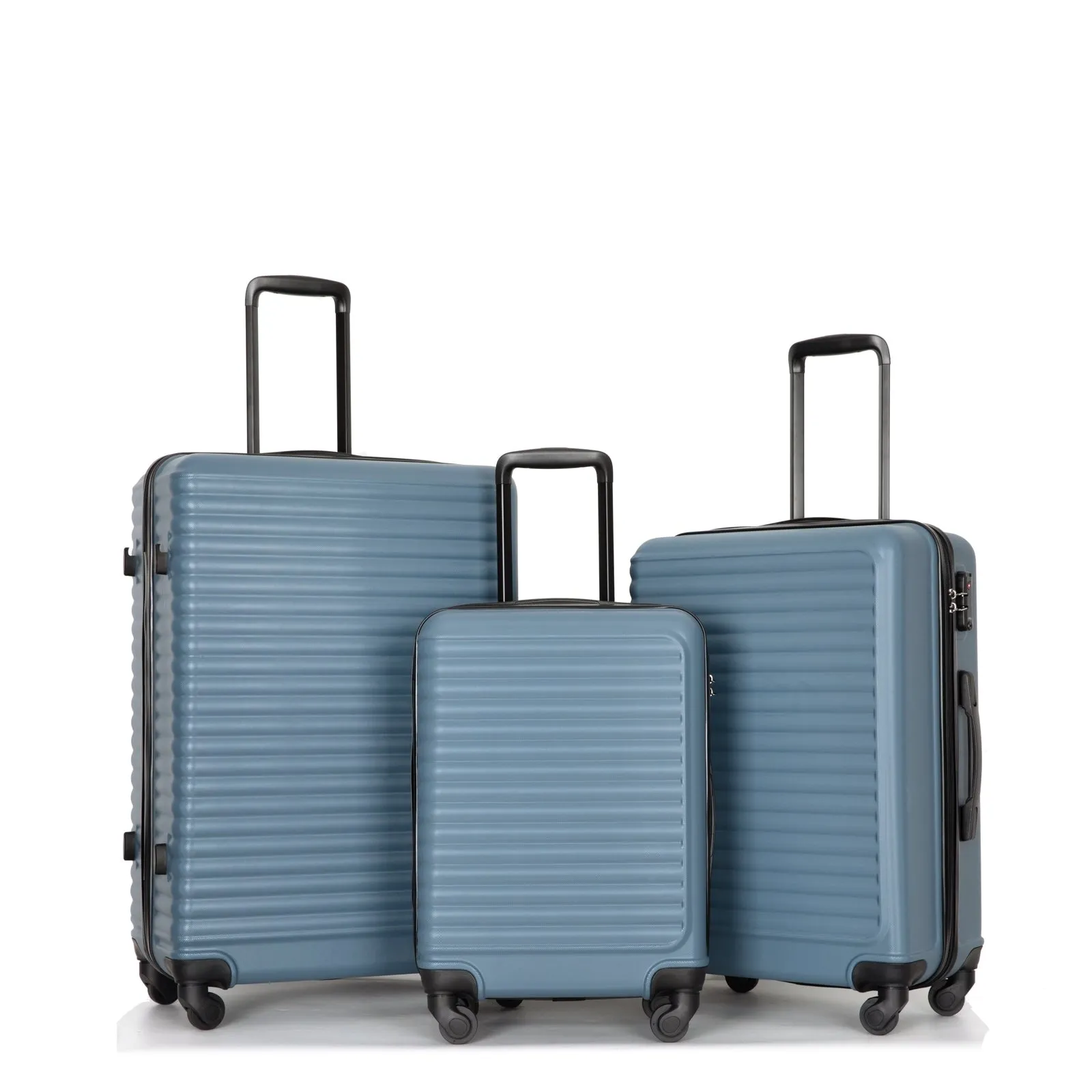 3 Piece Luggage Sets ABS Lightweight Suitcase with Two Hooks, Spinner Wheels, TSA Lock, (20/24/28)