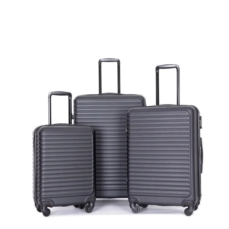 3 Piece Luggage Sets ABS Lightweight Suitcase with Two Hooks, Spinner Wheels, TSA Lock