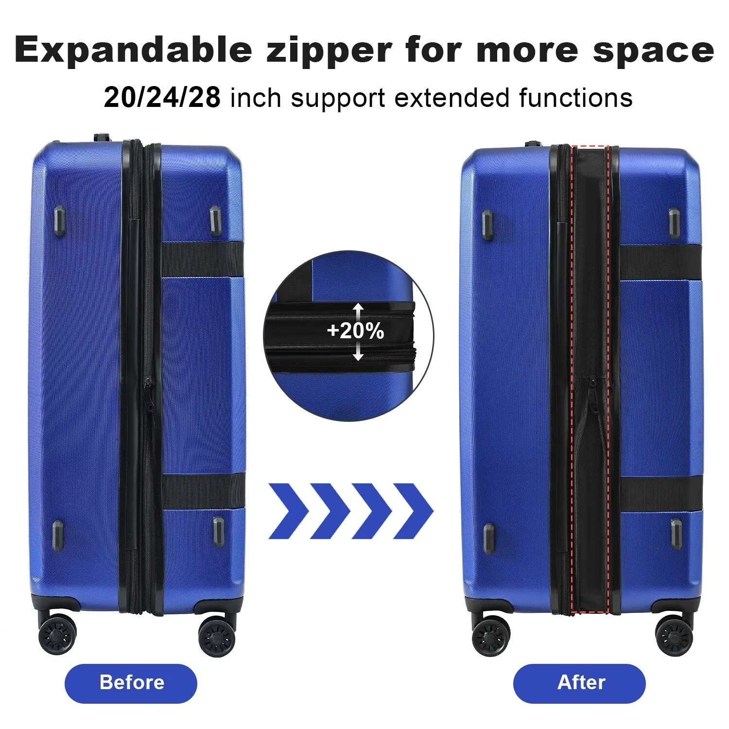 3 Piece Luggage Sets Expandable ABS PC with Spinner Wheels Lightweight TSA Lock