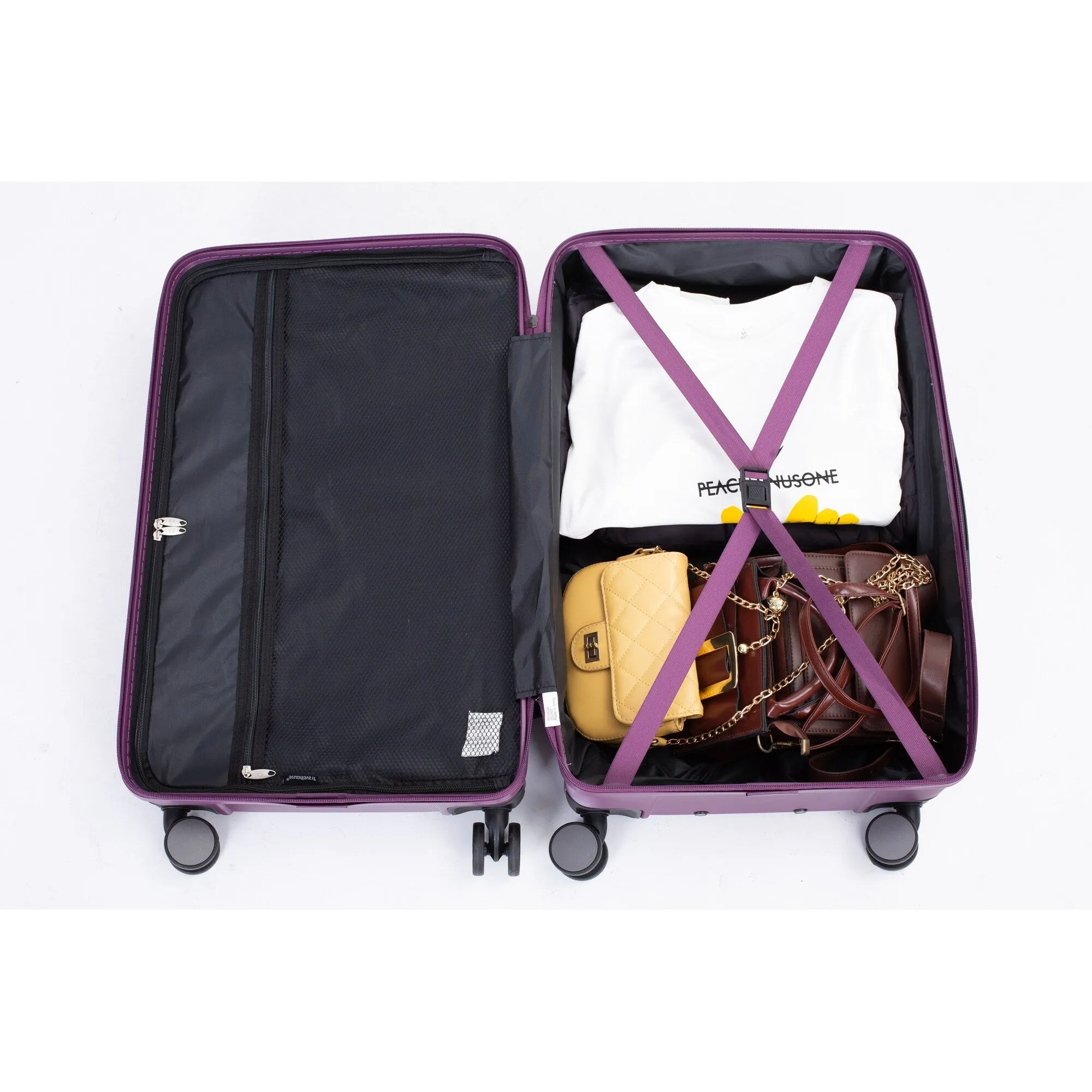 3 Piece Luggage Sets PC ABS Lightweight Suitcase with Two Hooks, 360° Double Spinner Wheels, TSA Lock, (21/25/29)