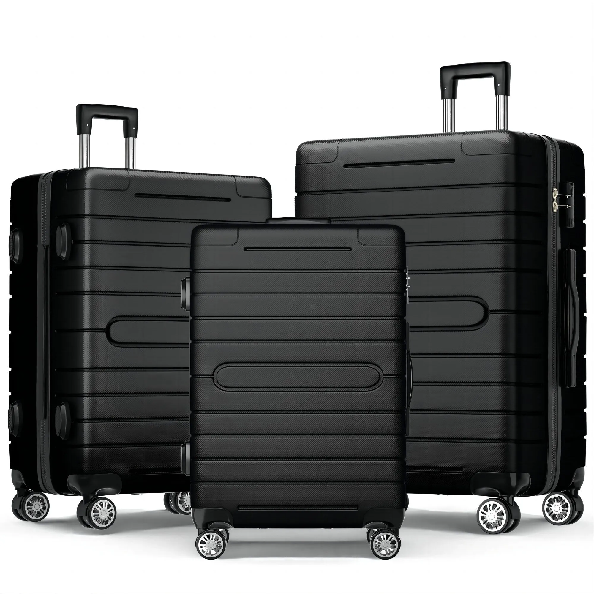 3 Piece Luggage Sets, Trunk Set, Hardside Checked Spinner Luggage Set with TSA Lock, 20in/24in/28in