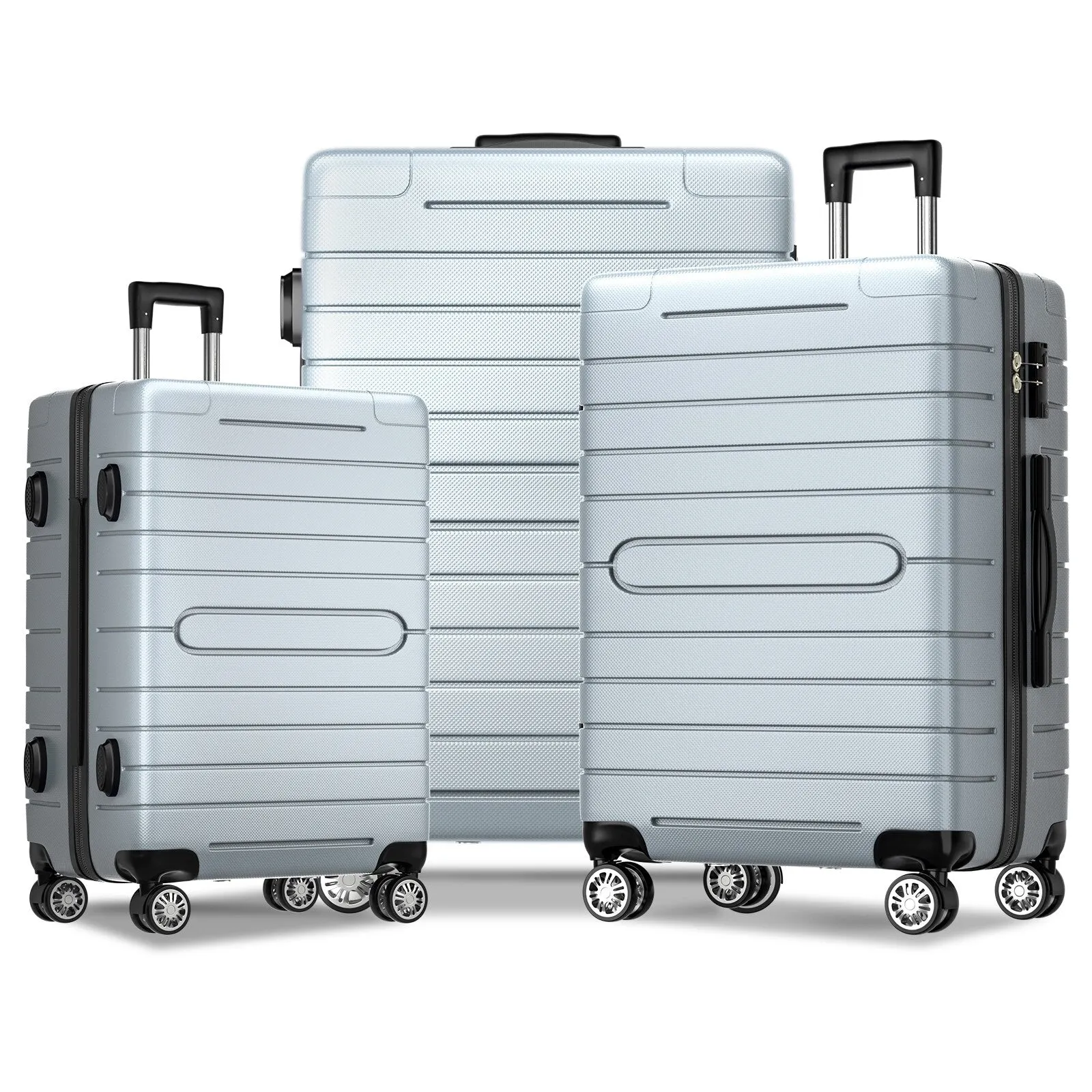3 Piece Luggage Sets, Trunk Set, Hardside Checked Spinner Luggage Set with TSA Lock, 20in/24in/28in
