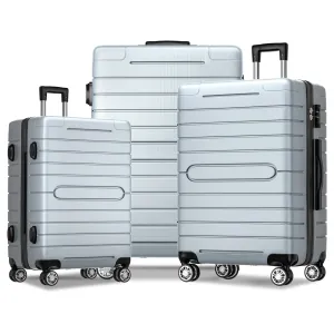 3 Piece Luggage Sets, Trunk Set, Hardside Checked Spinner Luggage Set with TSA Lock, 20in/24in/28in