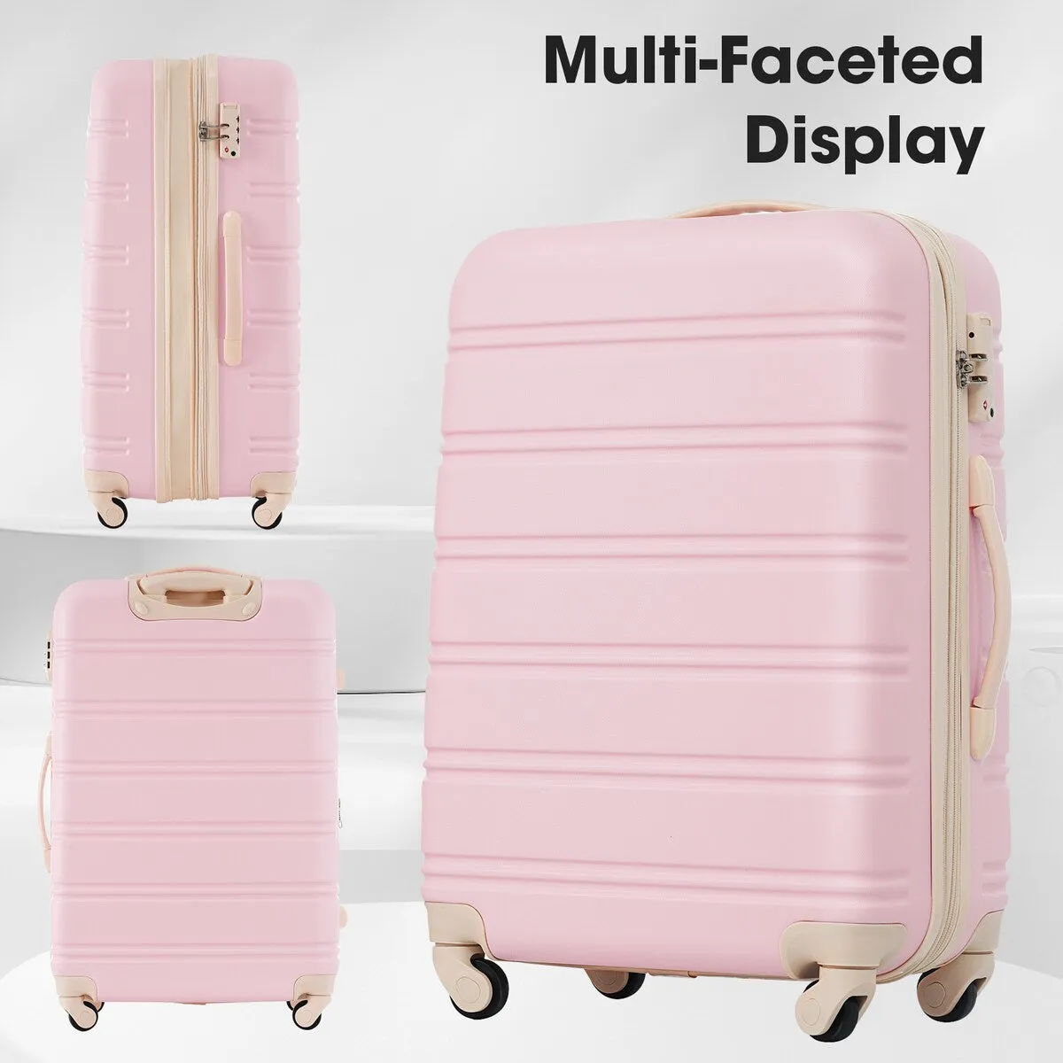 3-Piece Modern Hardshell Luggage Sets, 20'' 24'' Suitcase Bag, Lightweight Luggage with Spinner Wheels and TSA Lock