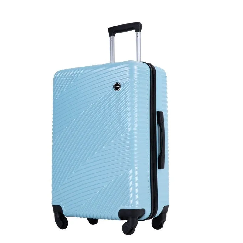 3 Piece PC ABS Suitcase Luggage Sets with Two Hooks and Spinner Wheels,Aqua Blue