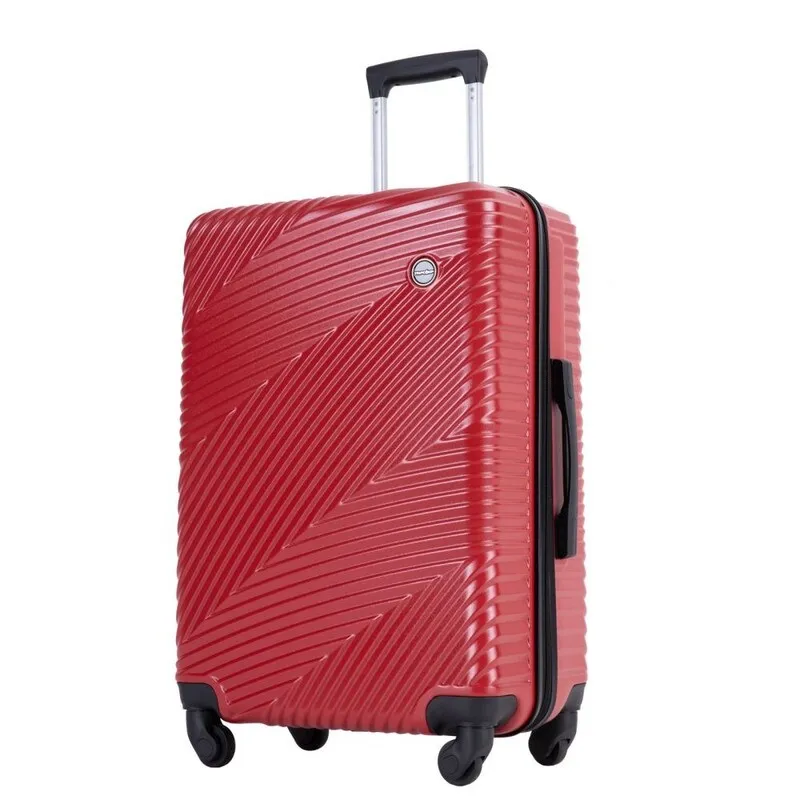 3 Piece PC ABS Suitcase Luggage Sets with Two Hooks and Spinner Wheels,Red